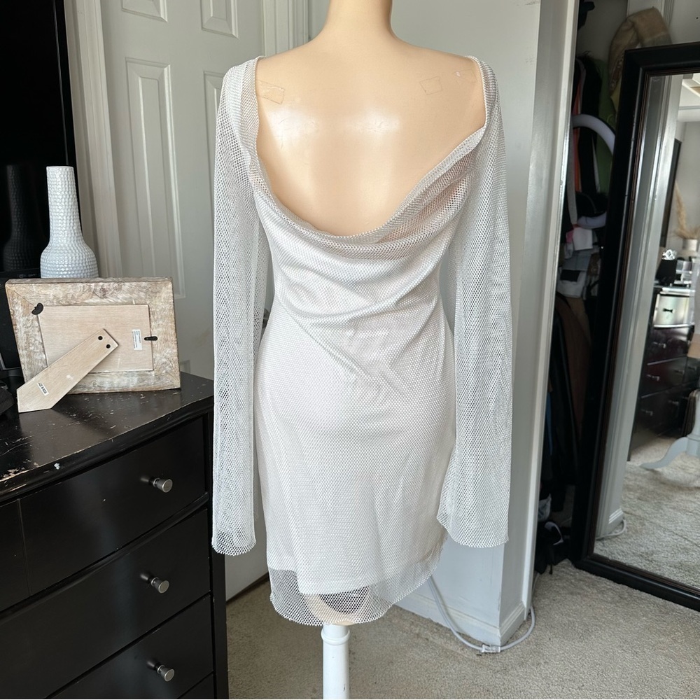 LULU’S SPECIAL GLOW FISHNET LUREX BELL SLEEVE MINI DRESS - Picture 10 of 13